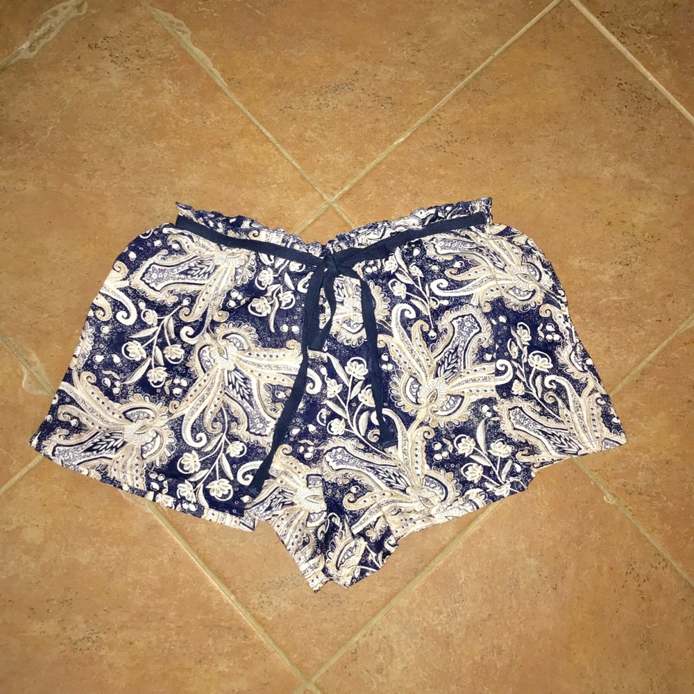 Navy Paisley Shorts